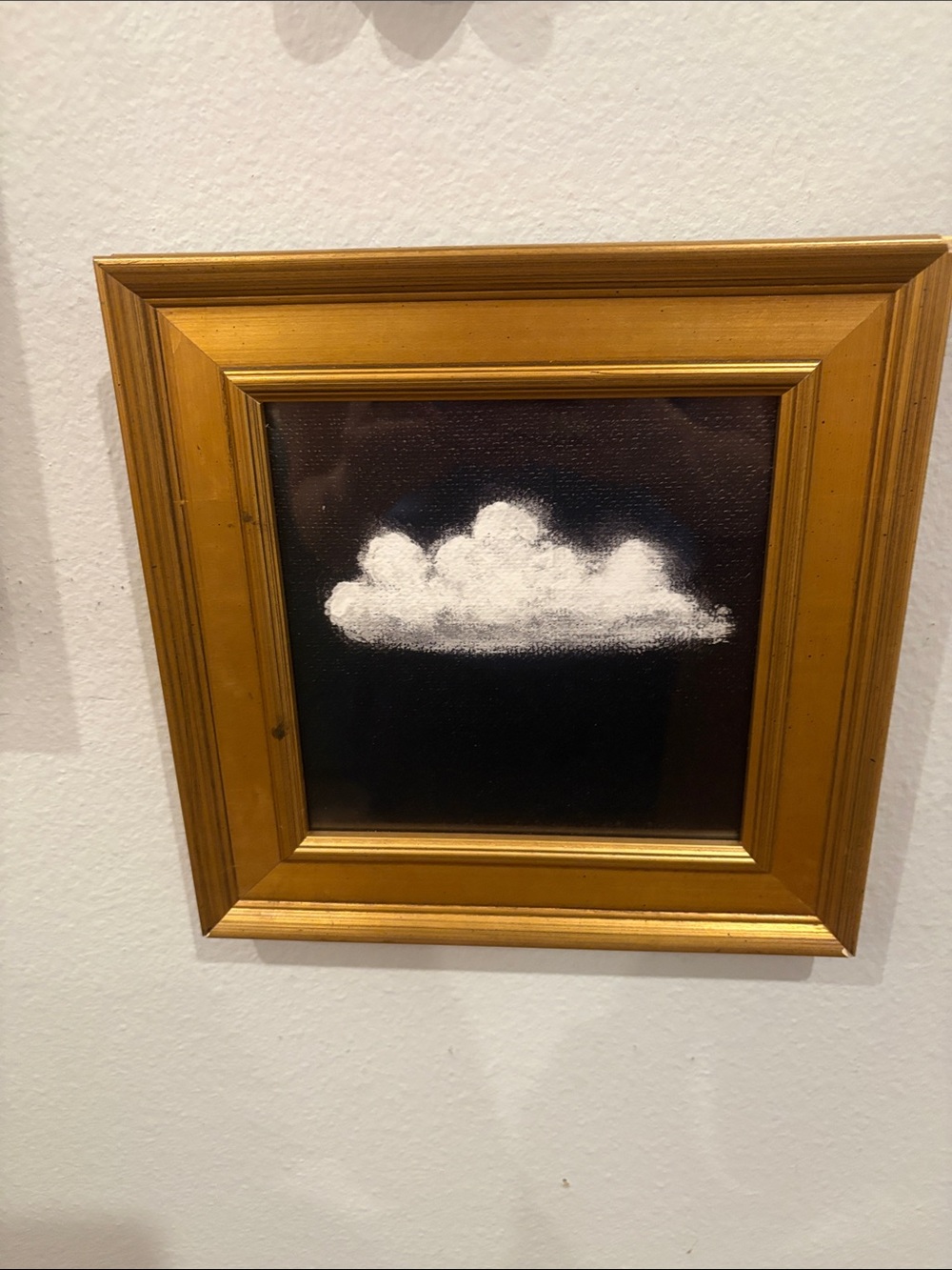 Anthropologie Gold-Framed Cloud Painting in White on Black
